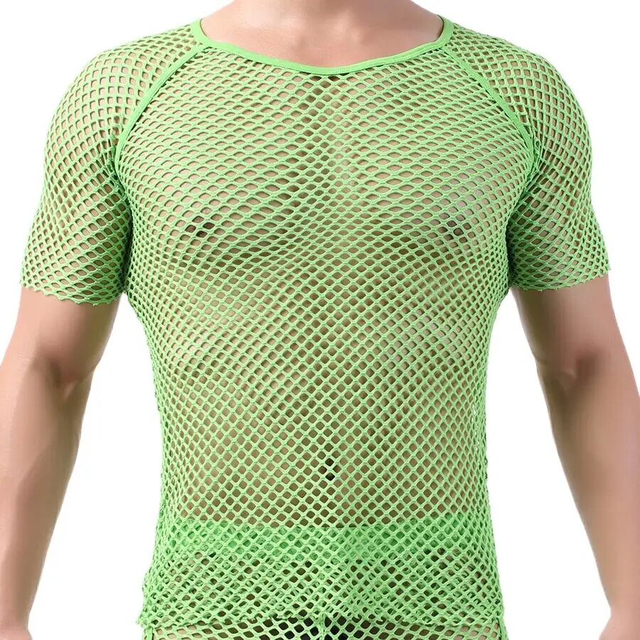 come4buy.com-Men's Sexy Mesh See-Through T-Shirts | Short Sleeve O-neck Tees